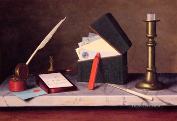 静物 Painting - 秘書のテーブル ウィリアム ハーネットの静物画